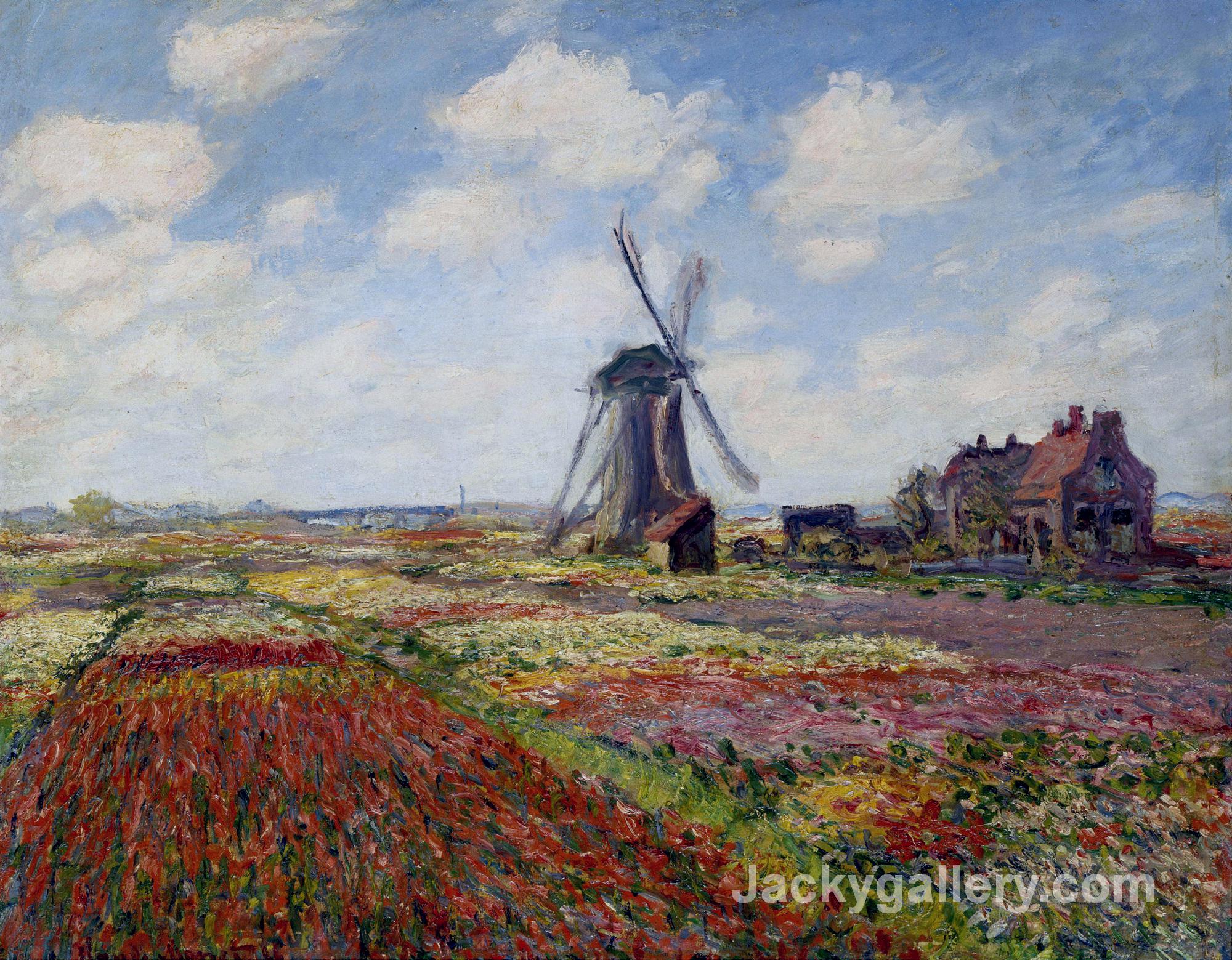 Fields of Tulip With The Rijnsburg Windmill by Claude Monet paintings reproduction